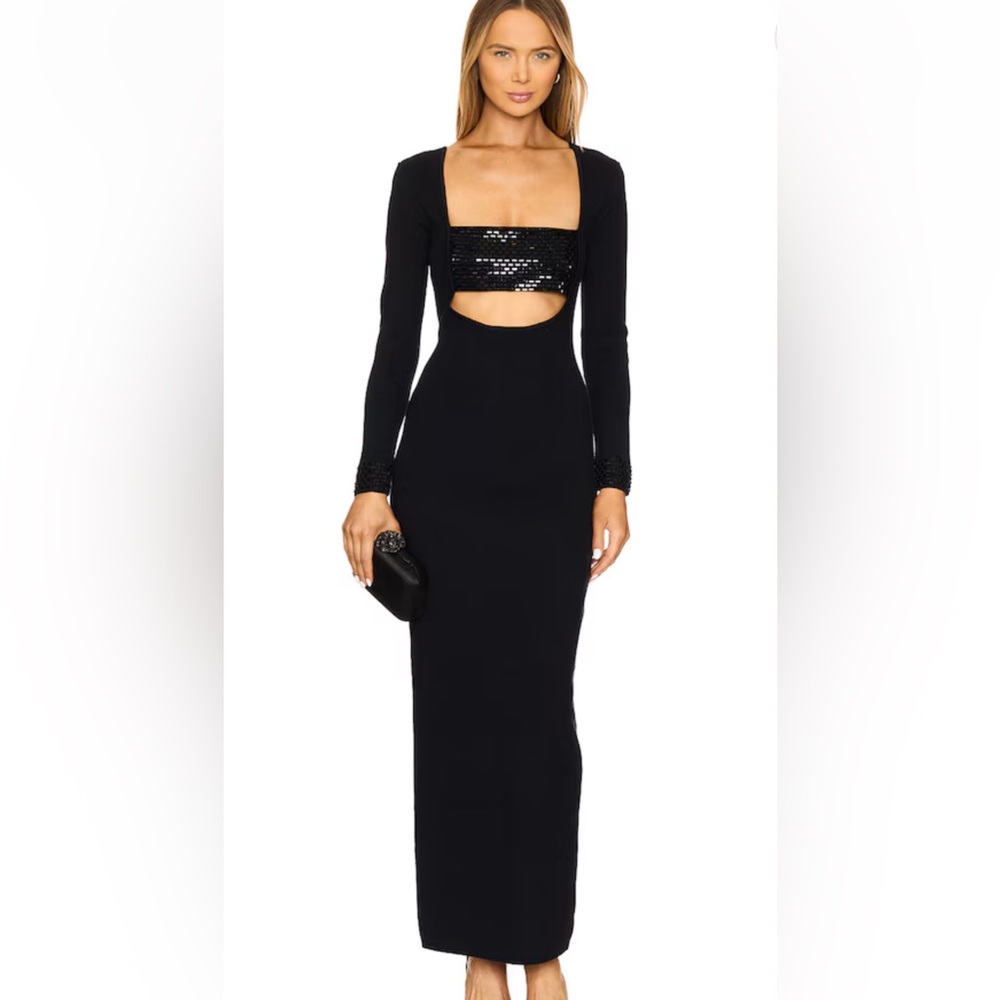 Retrofete Black Long Sleeve Cutout Dress